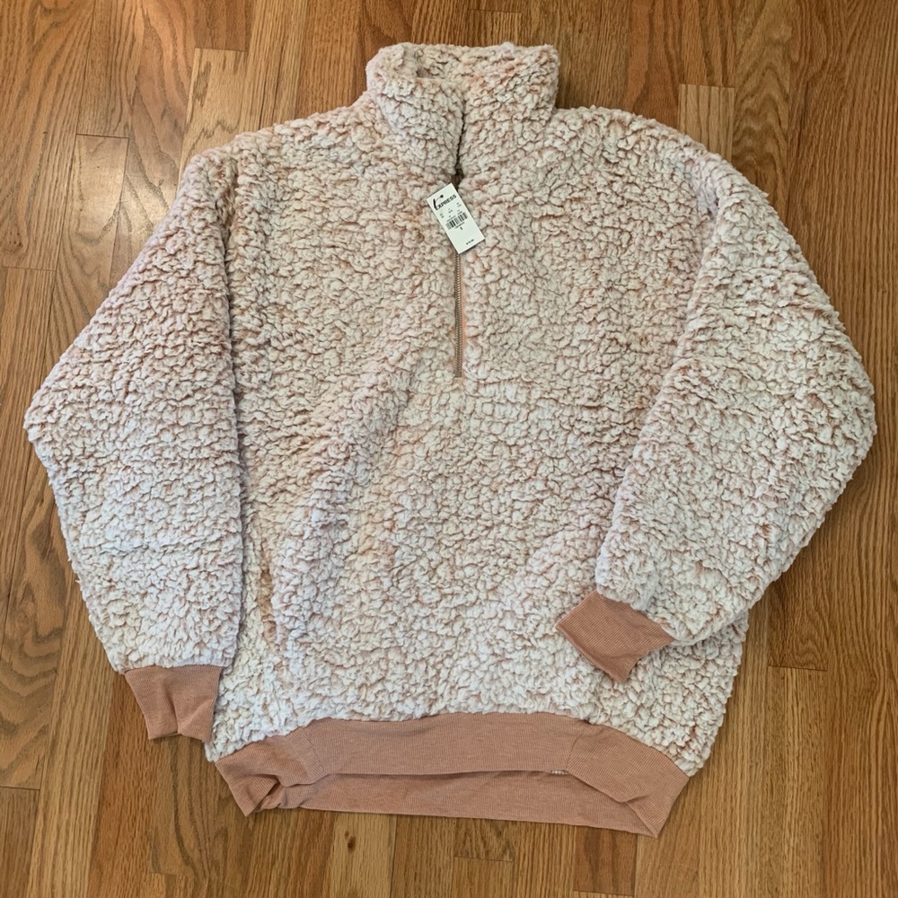 Express Oversized Sherpa Fleece 1/4 Zip Pullover